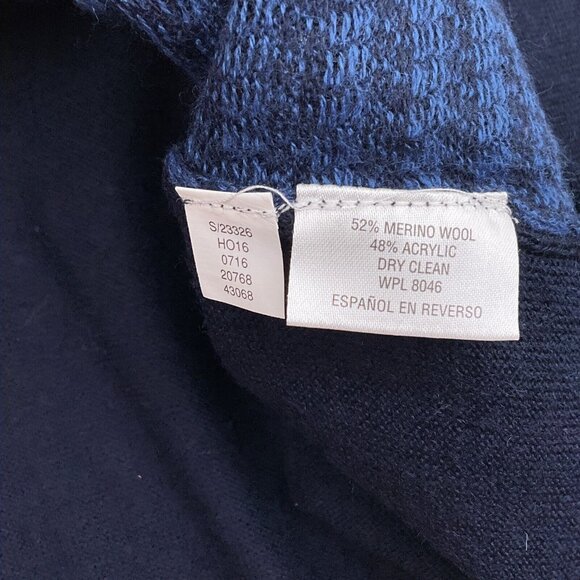 Club Room Sweater Mens Large Blue Black Houndstooth Classic Merino Wool NWT - Picture 5 of 10